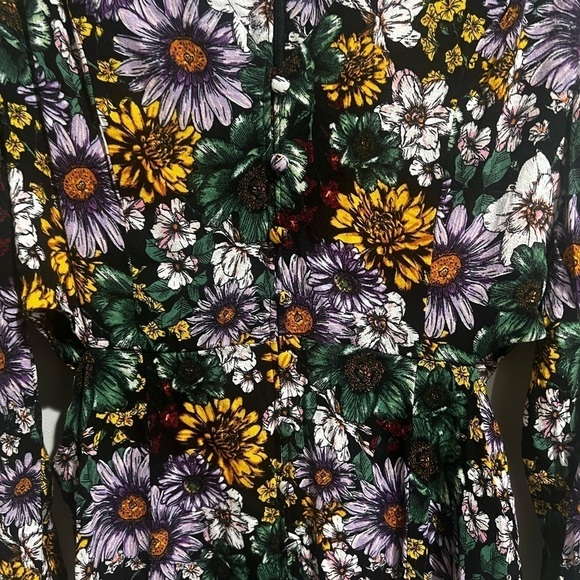 AFRM monna print side cutout long sleeve mini Dress large - Picture 7 of 7